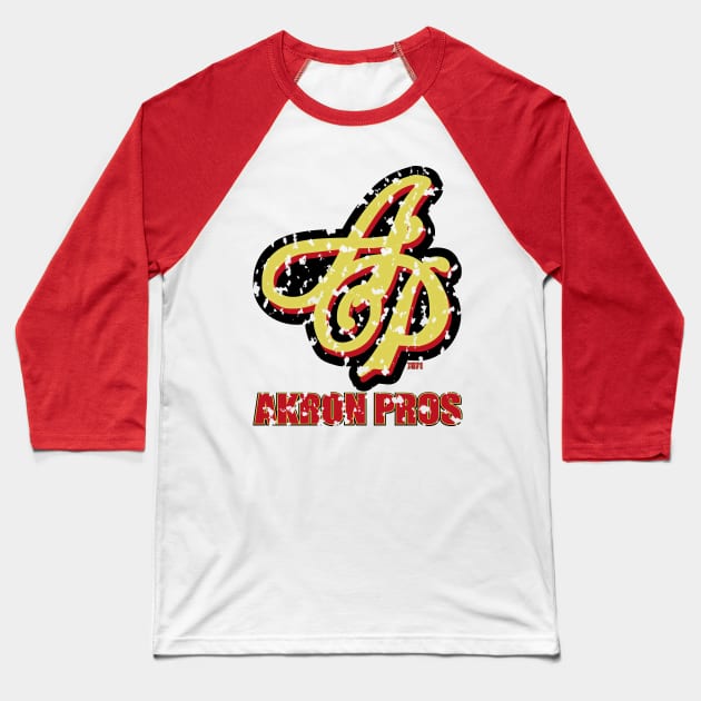 Vintage Akron Pros (Red & Gold) Baseball T-Shirt by 7071